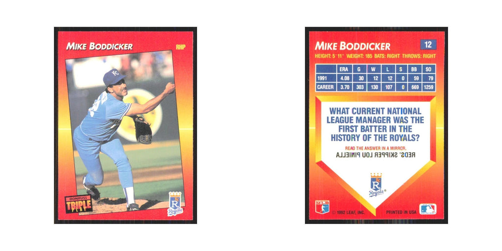 1992 Donruss Triple Play Mike Boddicker Royals #12