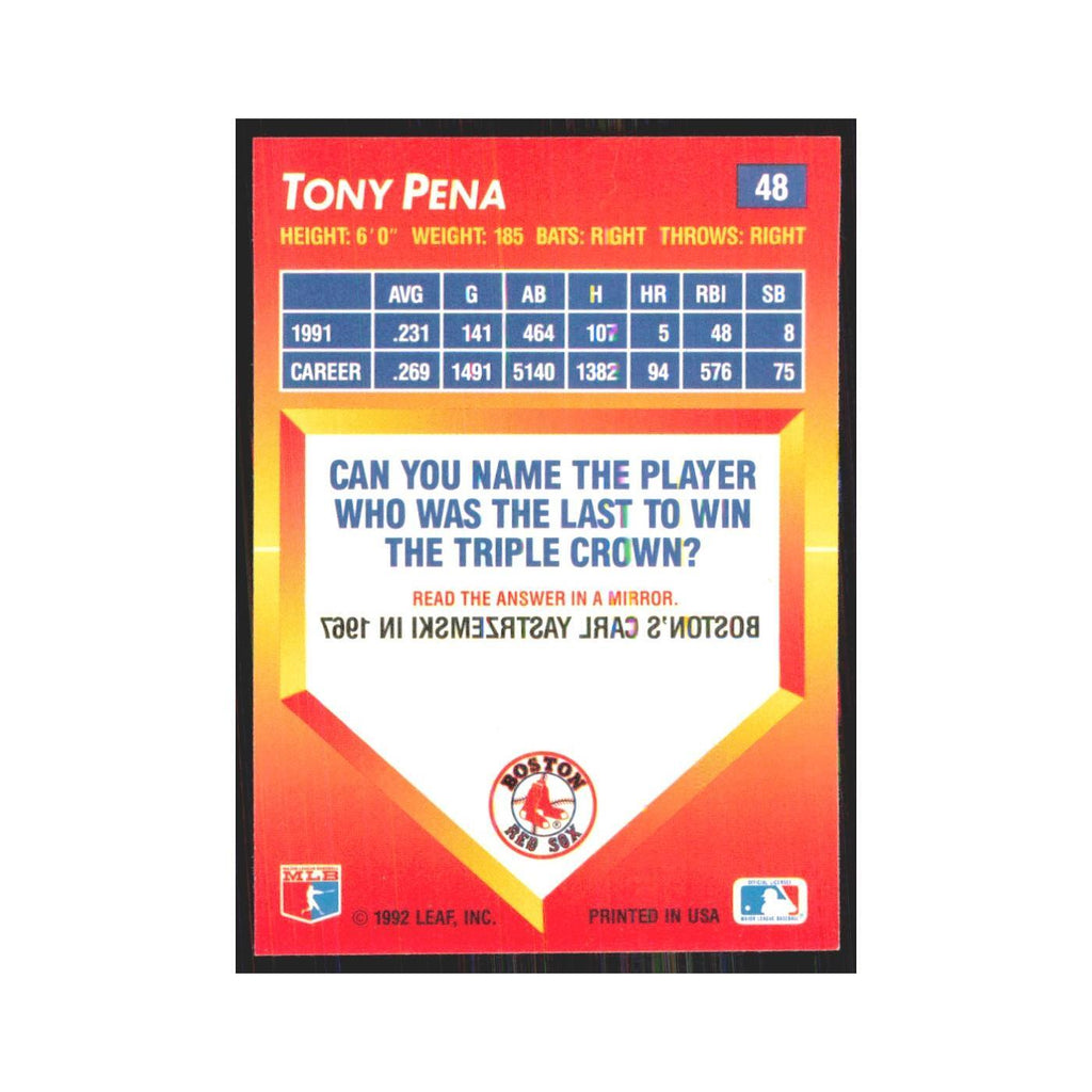 1992 Donruss Triple Play Tony Pena Red Sox #48