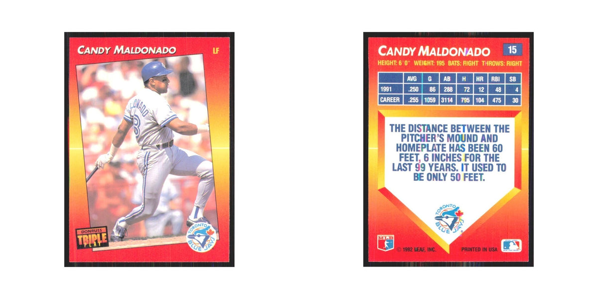 1992 Donruss Triple Play Candy Maldonado Blue Jays #15