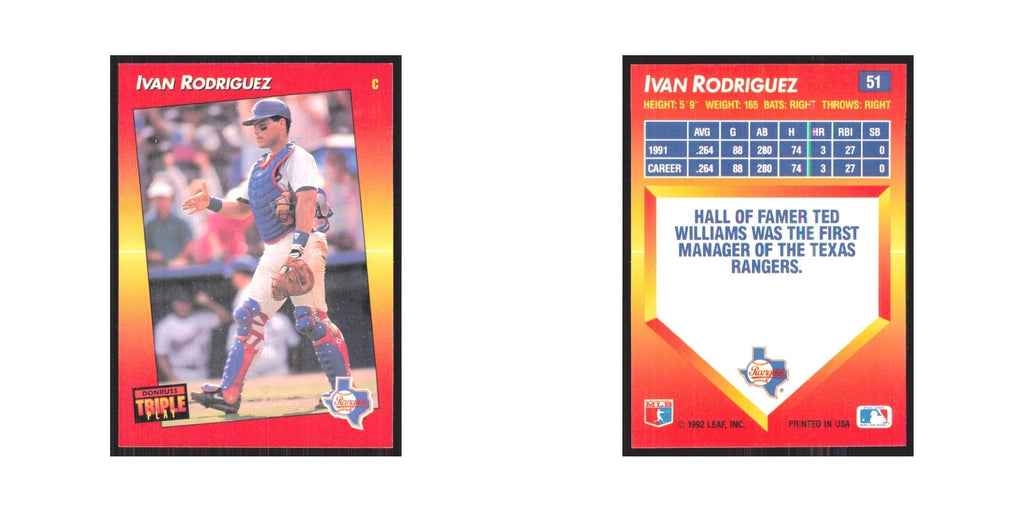 1992 Donruss Triple Play Ivan Rodriguez Rangers #51
