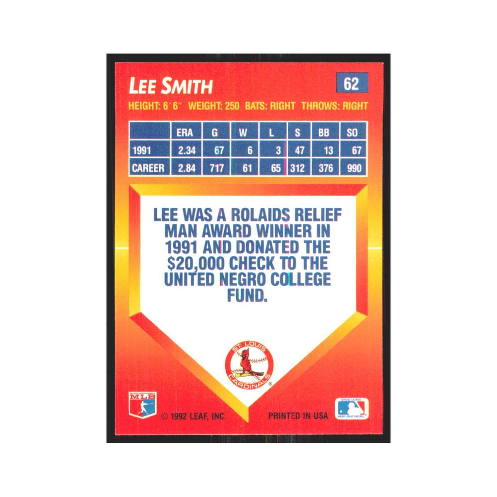 1992 Donruss Triple Play Lee Smith Cardinals #62