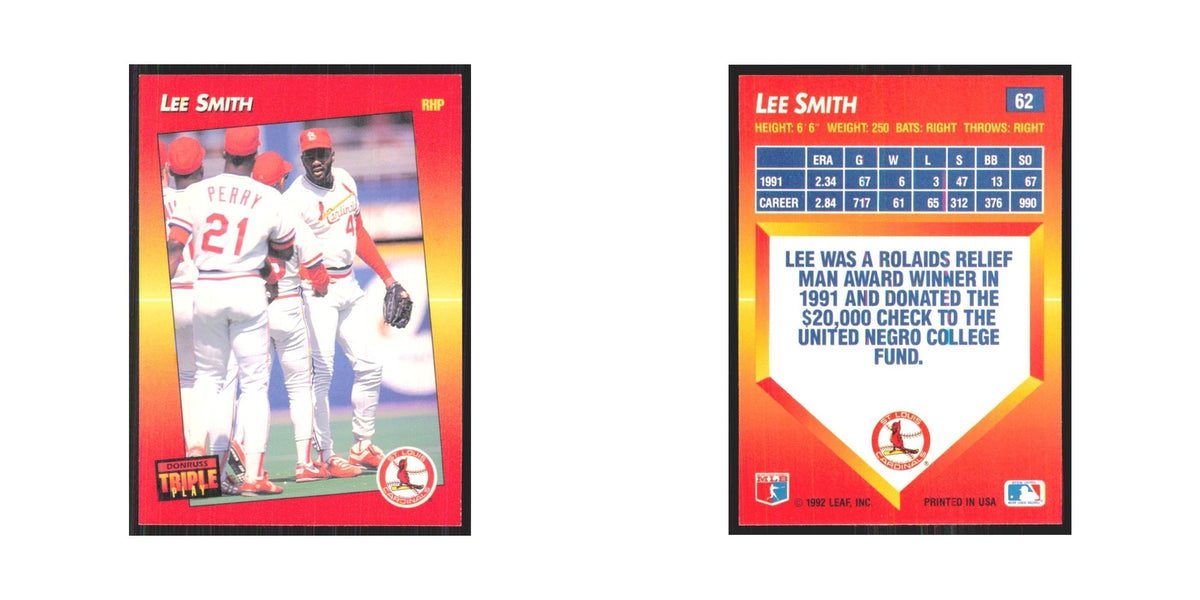 1992 Donruss Triple Play Lee Smith Cardinals #62