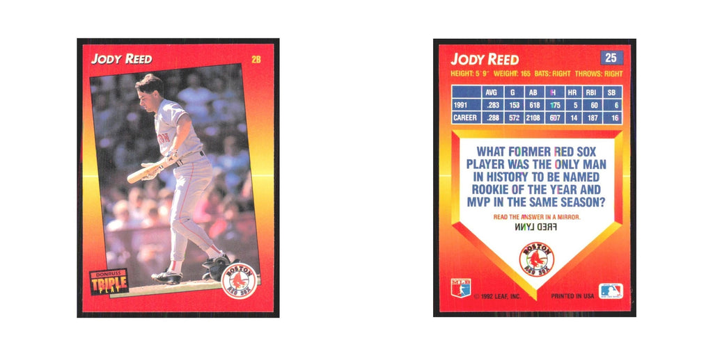 1992 Donruss Triple Play Jody Reed Red Sox #25
