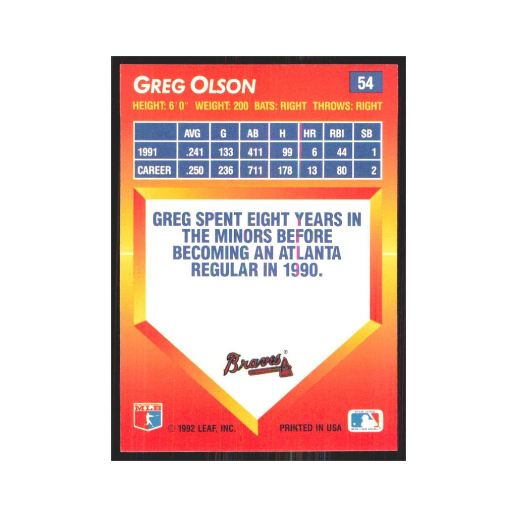 1992 Donruss Triple Play Greg Olson Braves #54
