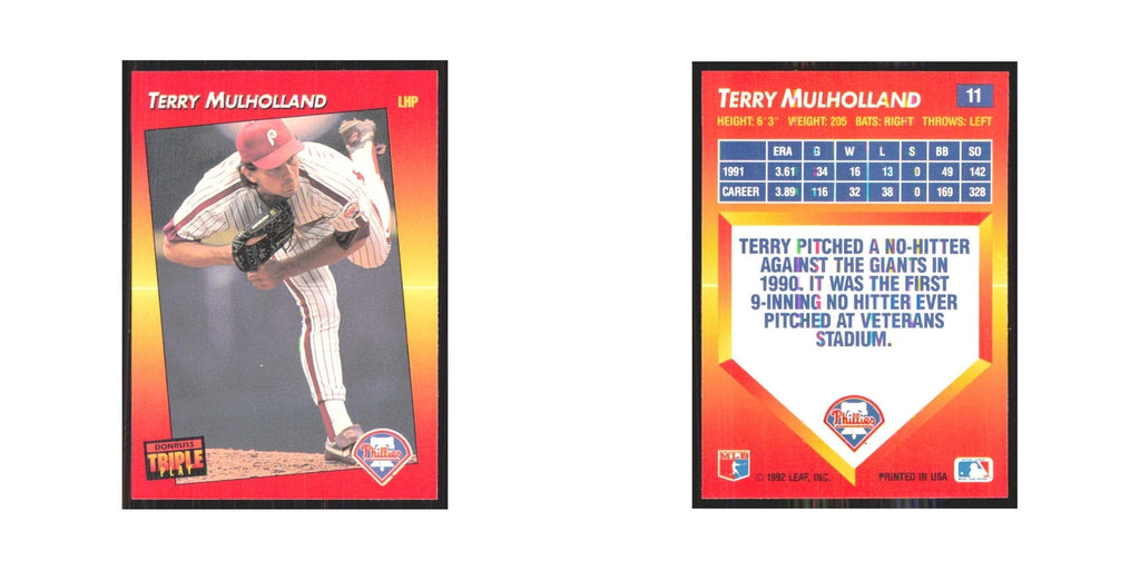 1992 Donruss Triple Play Terry Mulholland Phillies #11