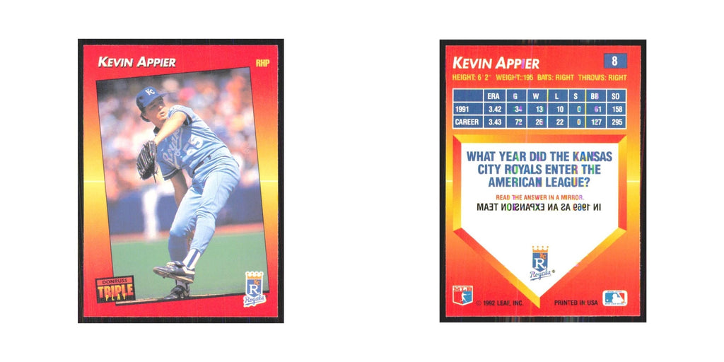 1992 Donruss Triple Play Kevin Appier Royals #8