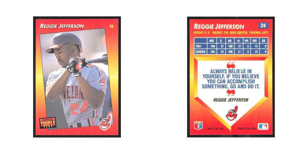 1992 Donruss Triple Play Reggie Jefferson Indians #24