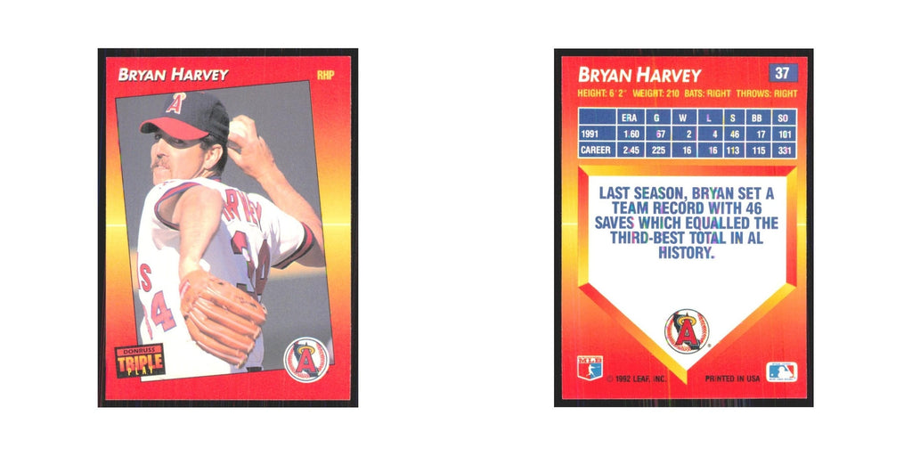 1992 Donruss Triple Play Bryan Harvey Angels #37