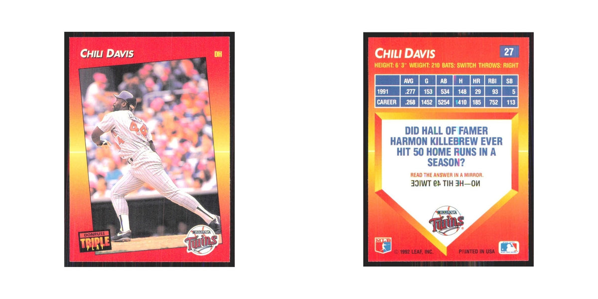 1992 Donruss Triple Play Chili Davis Twins #27