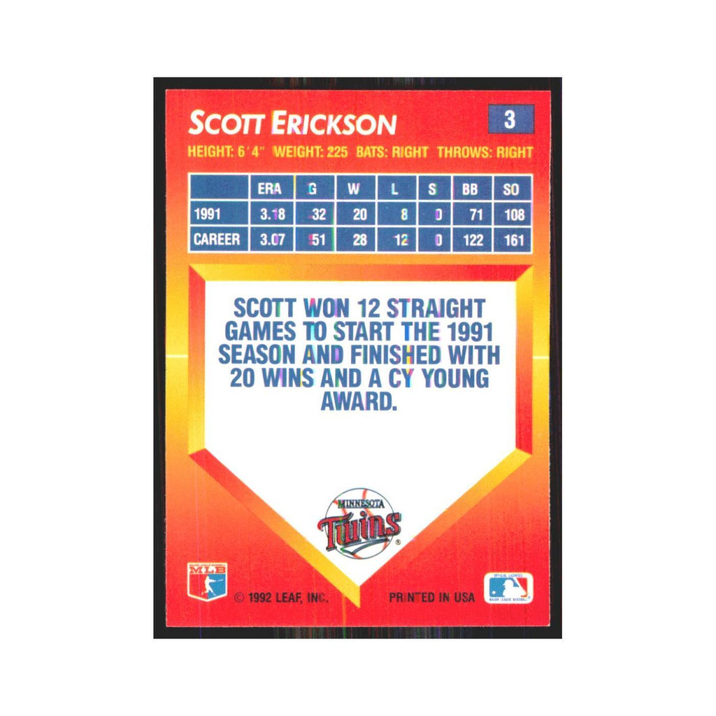 1992 Donruss Triple Play Scott Erickson Twins #3