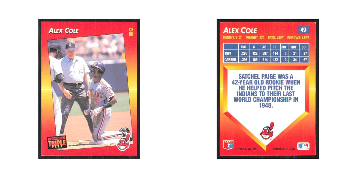 1992 Donruss Triple Play Alex Cole Indians #49