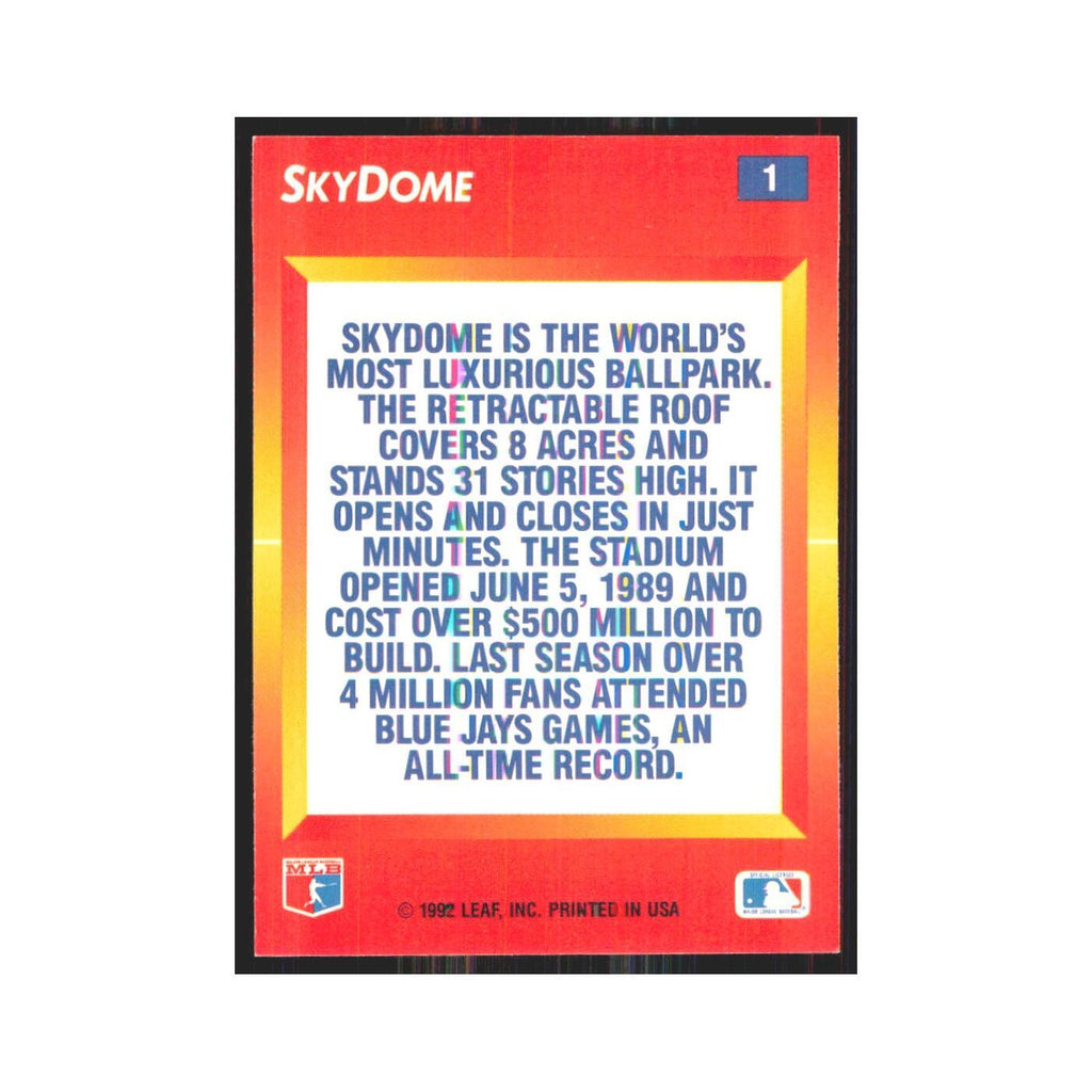 1992 Donruss Triple Play Skydome Blue Jays #1