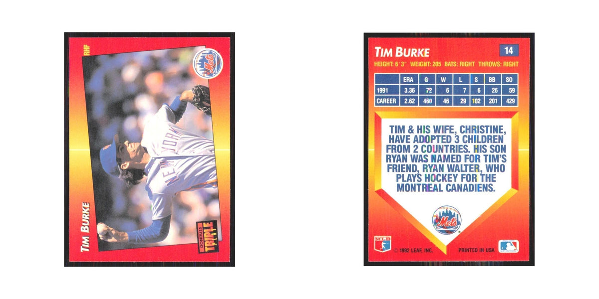 1992 Donruss Triple Play Tim Burke Mets #14