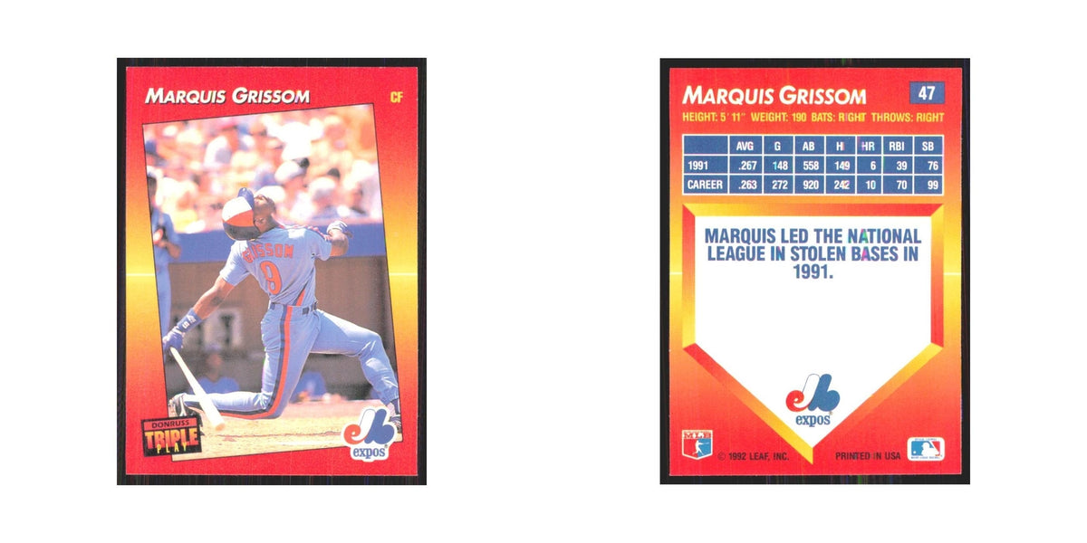 1992 Donruss Triple Play Marquis Grissom Montreal Expos #47