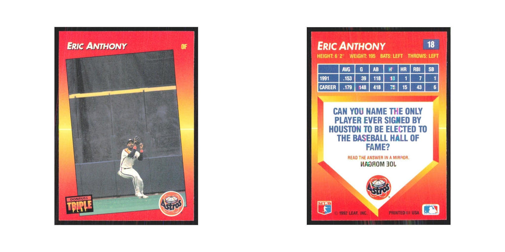1992 Donruss Triple Play Eric Anthony Astros #18