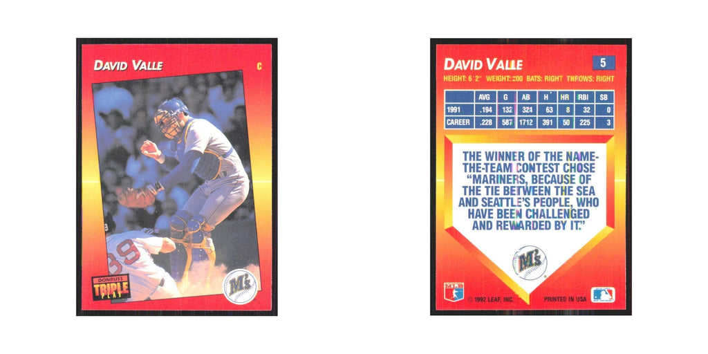 1992 Donruss Triple Play Dave Valle Mariners #5