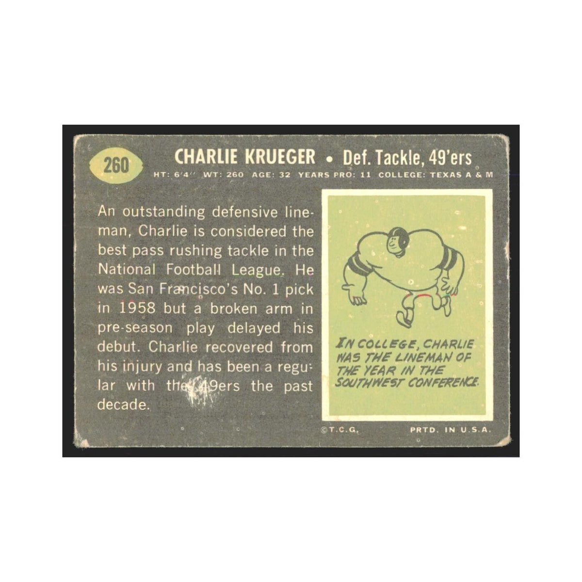 1969 Topps Charlie Krueger 49ers #260