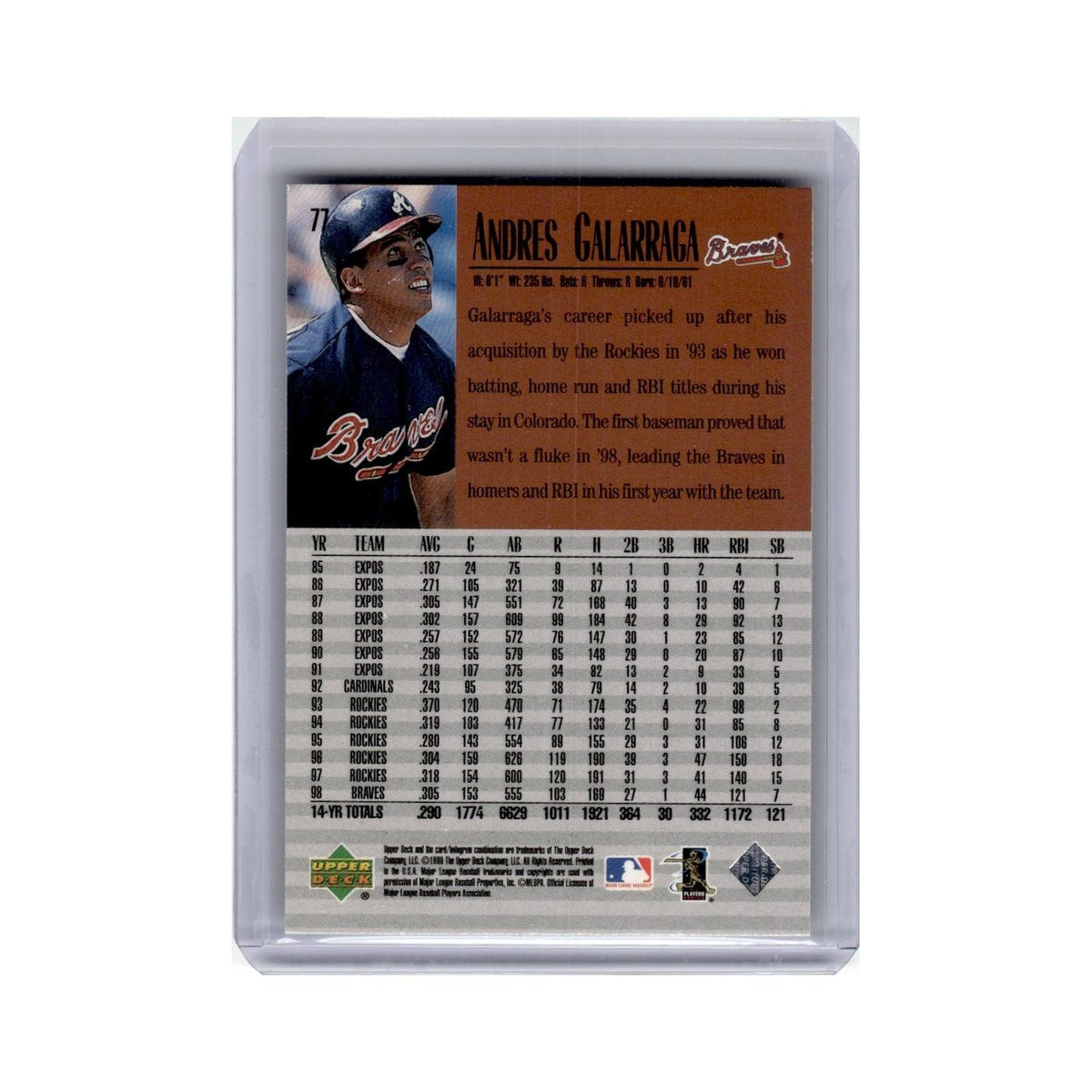 Andres Galarraga 1999 Upper Deck Century Legends #77 Colorado Rockies NM