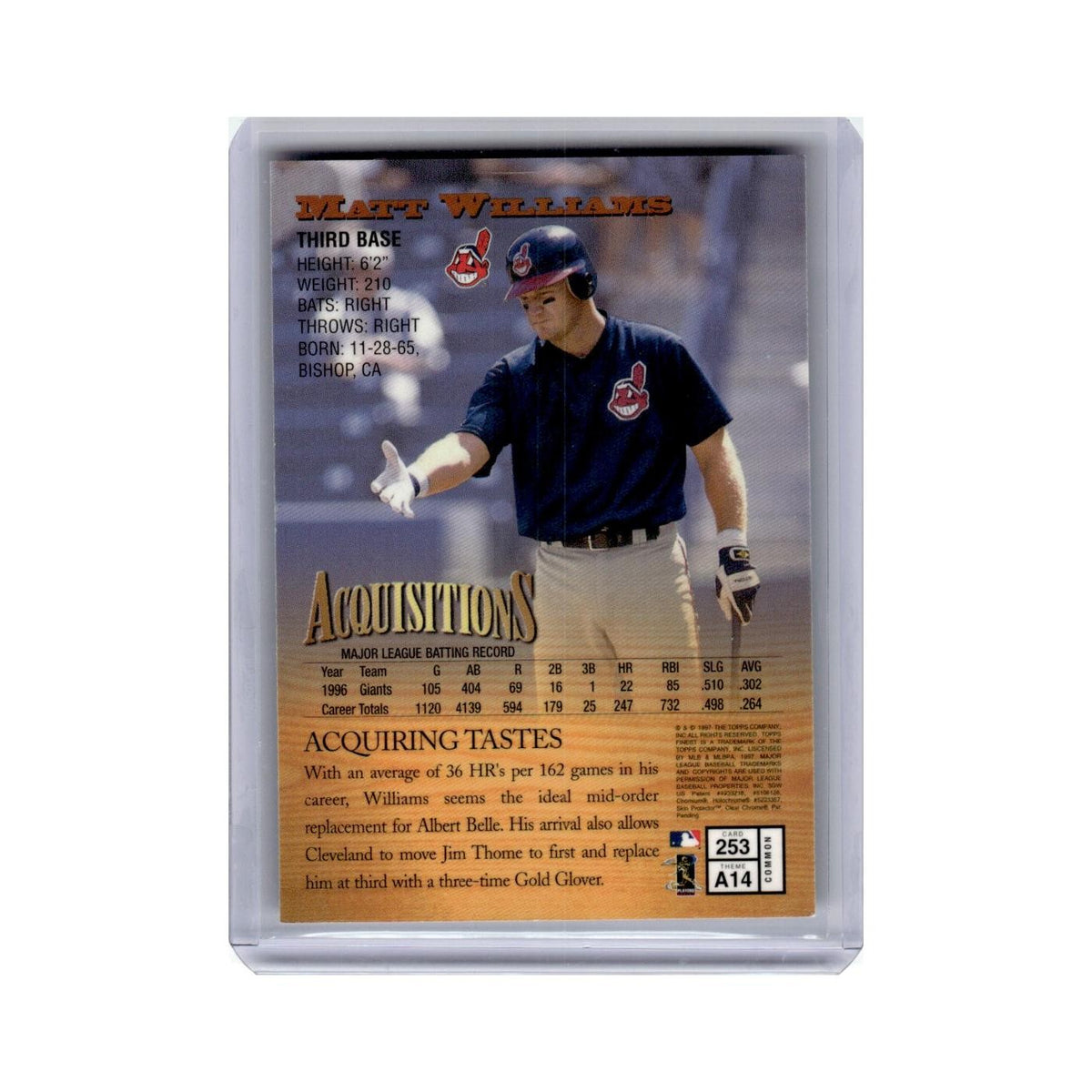 Matt Williams 1997 Topps Finest Acquisitions #253 Cleveland Indians NM