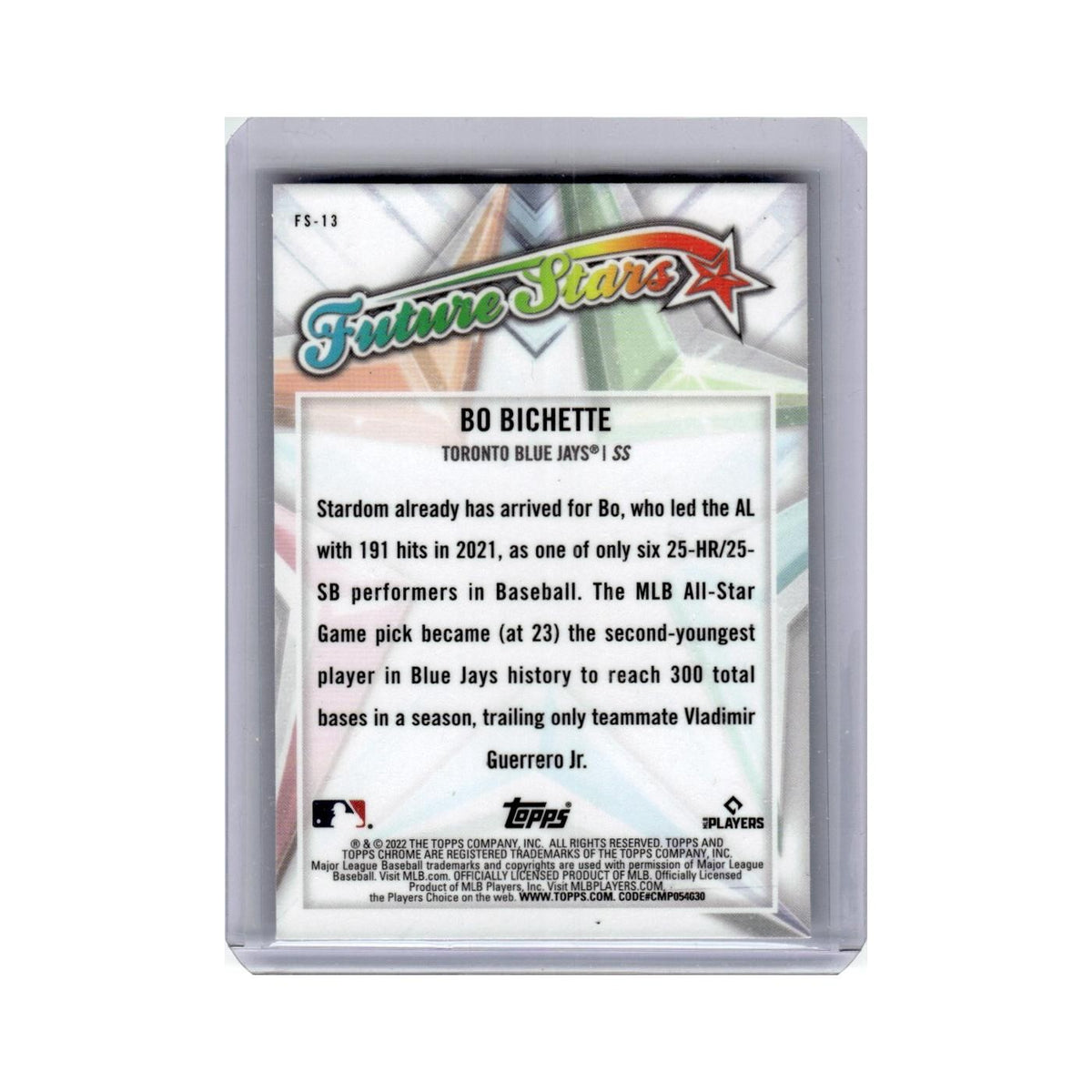 Bo Bichette 2022 Topps Chrome Future Stars #FS-13 Toronto Blue Jays NM