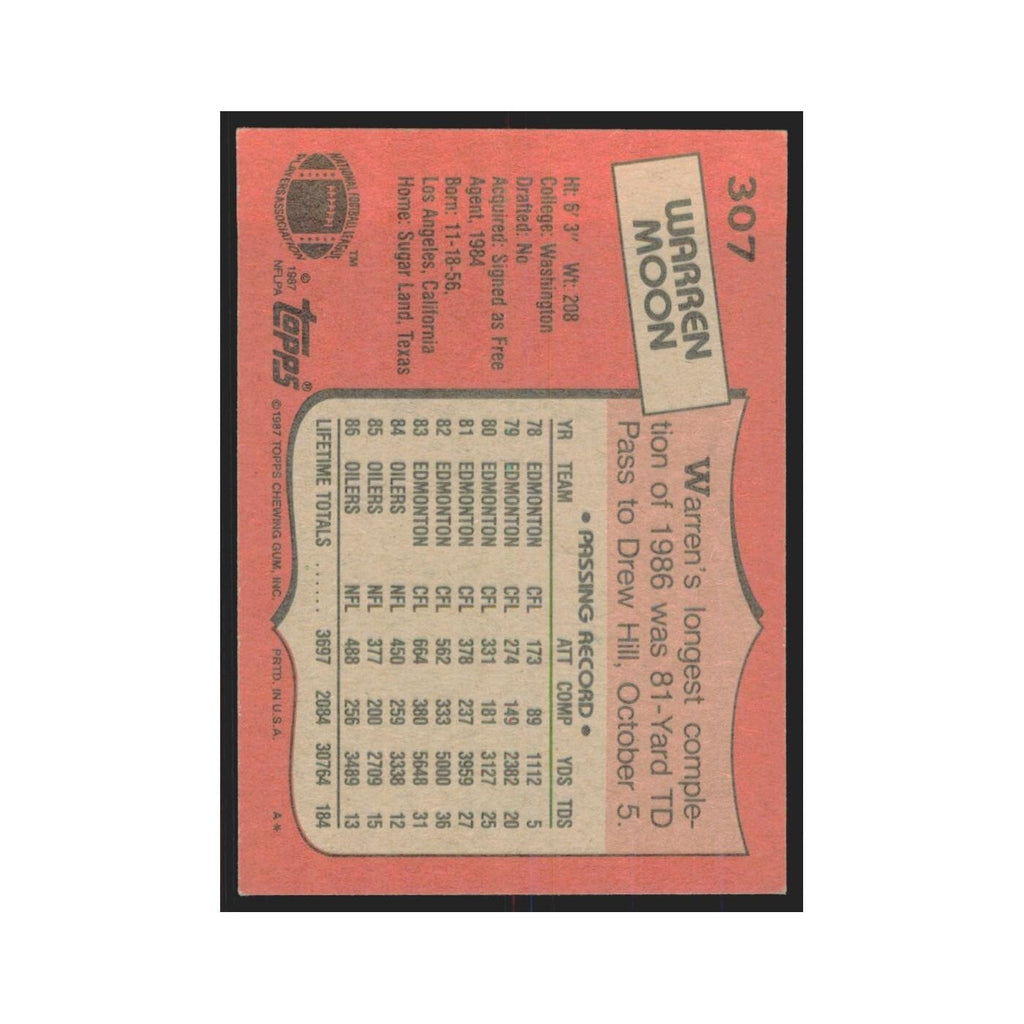 1987 Topps Warren Moon Houston Oilers #307