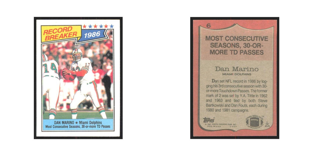 1987 Topps Dan Marino Dolphins #6