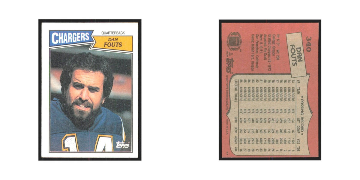 1987 Topps Dan Fouts San Diego Chargers #340