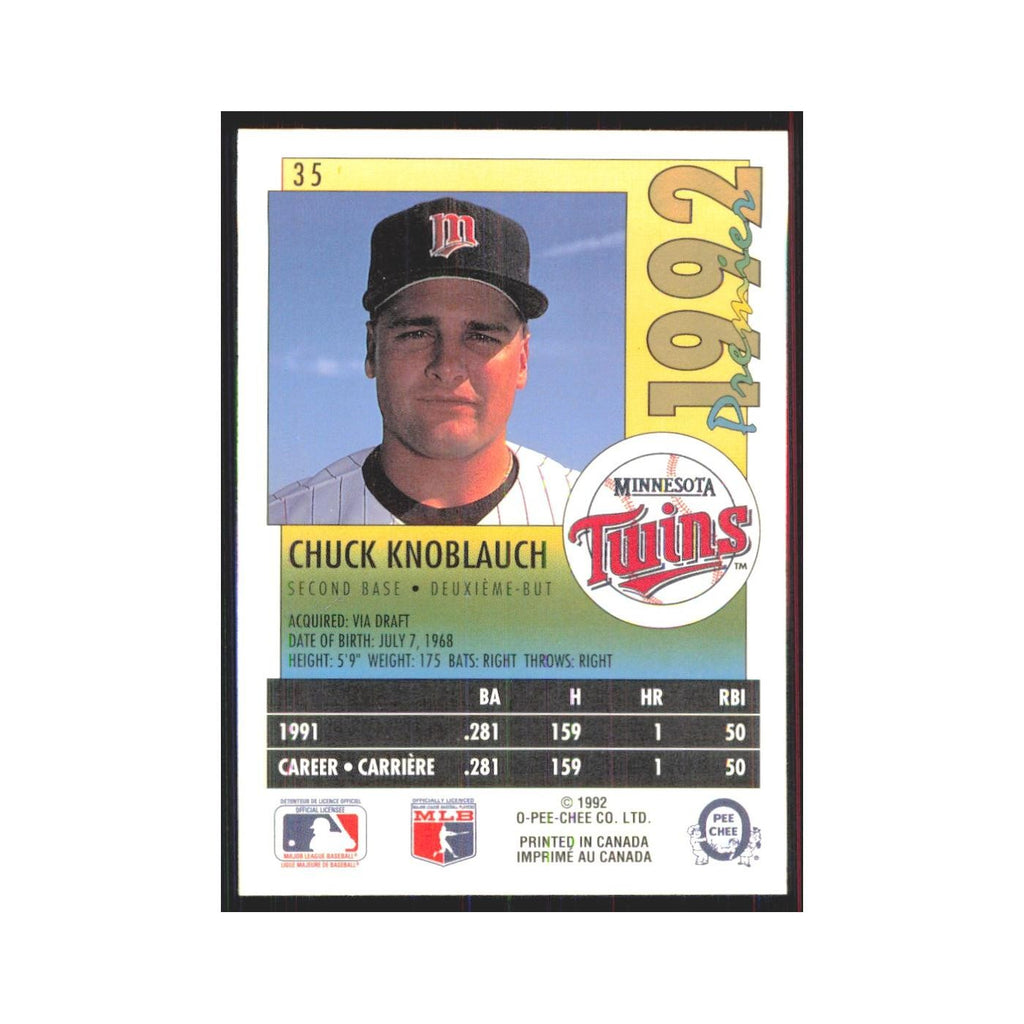1992 O-Pee-Chee Premier Chuck Knoblauch Twins #35