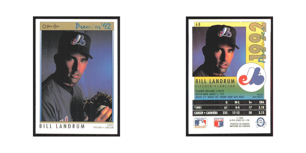 1992 O-Pee-Chee Premier Bill Landrum Montreal Expos #68