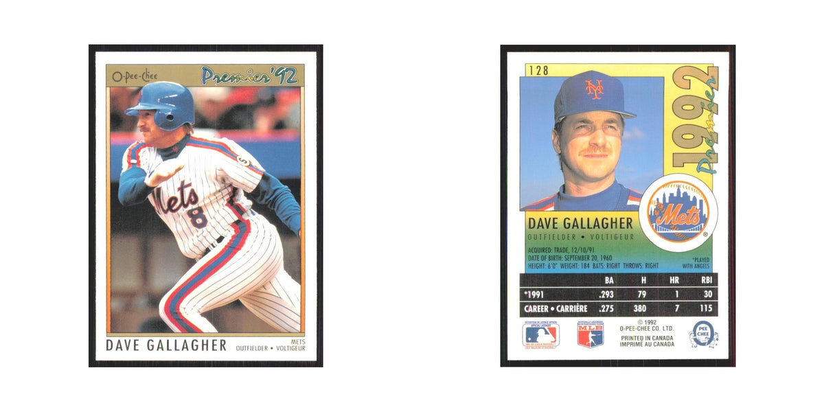 1992 O-Pee-Chee Premier Dave Gallagher Mets #128