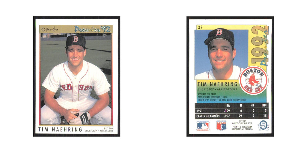 1992 O-Pee-Chee Premier Tim Naehring Red Sox #37