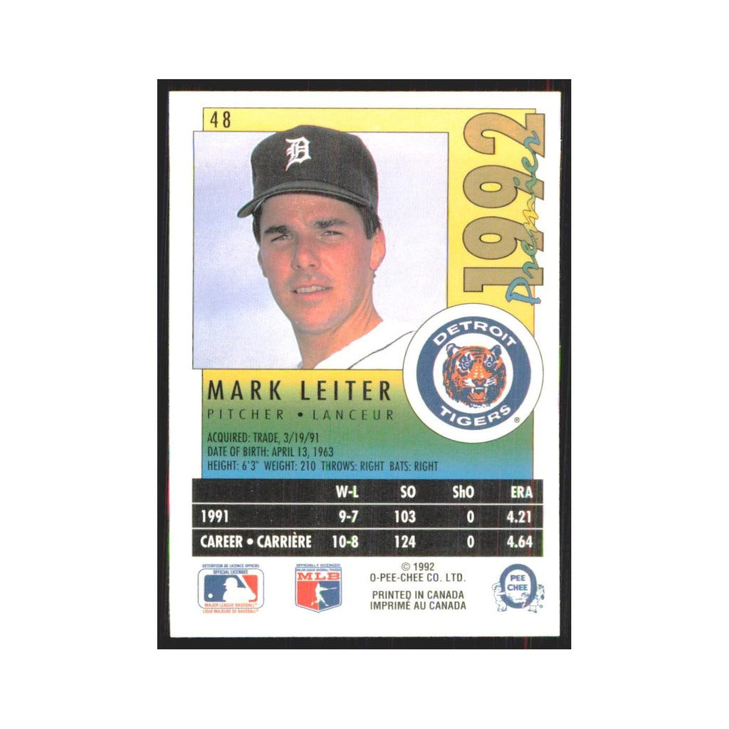 1992 O-Pee-Chee Premier Mark Leiter Tigers #48