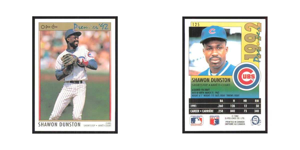 1992 O-Pee-Chee Premier Shawon Dunston Cubs #125