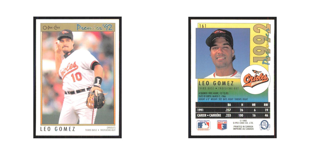1992 O-Pee-Chee Premier Leo Gomez Orioles #161