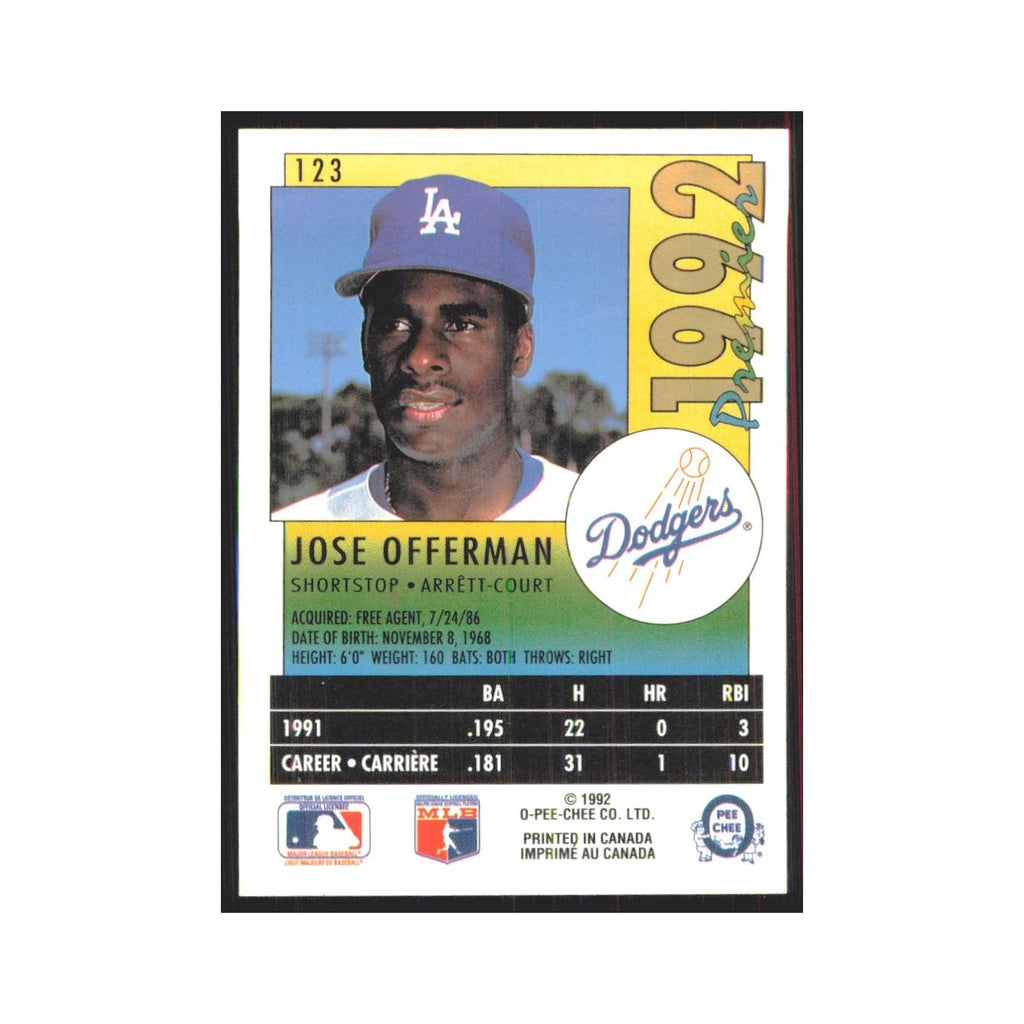 1992 O-Pee-Chee Premier Jose Offerman Dodgers #123