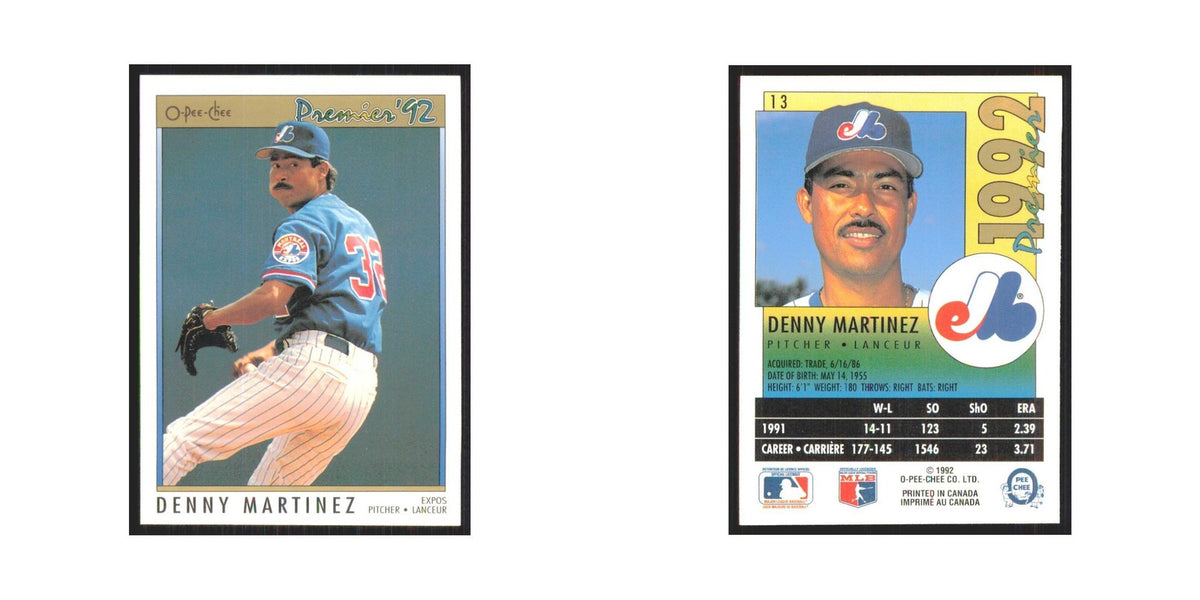 1992 O-Pee-Chee Premier Denny Martinez Montreal Expos #13