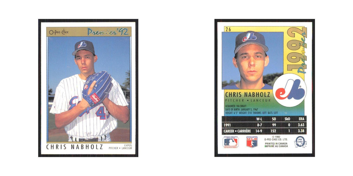 1992 O-Pee-Chee Premier Chris Nabholz Montreal Expos #26