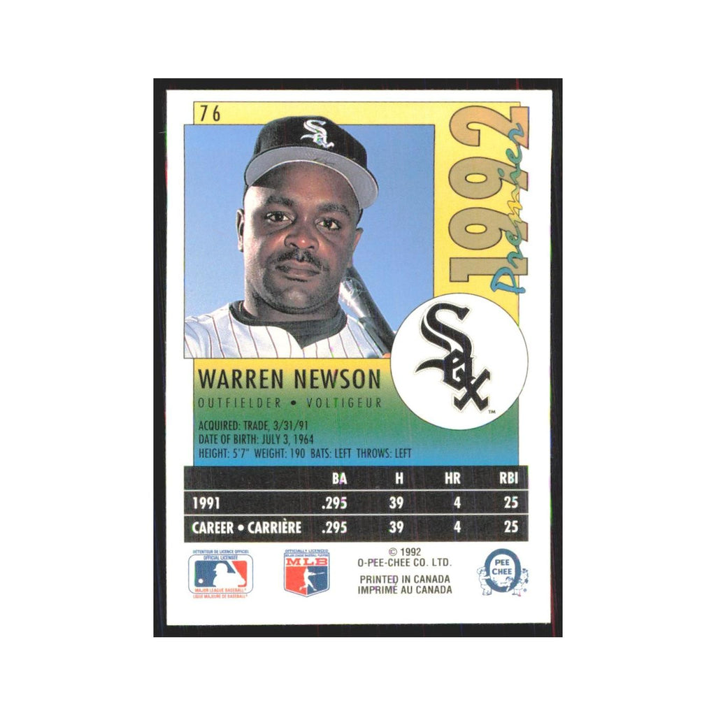 1992 O-Pee-Chee Premier Warren Newson White Sox #76