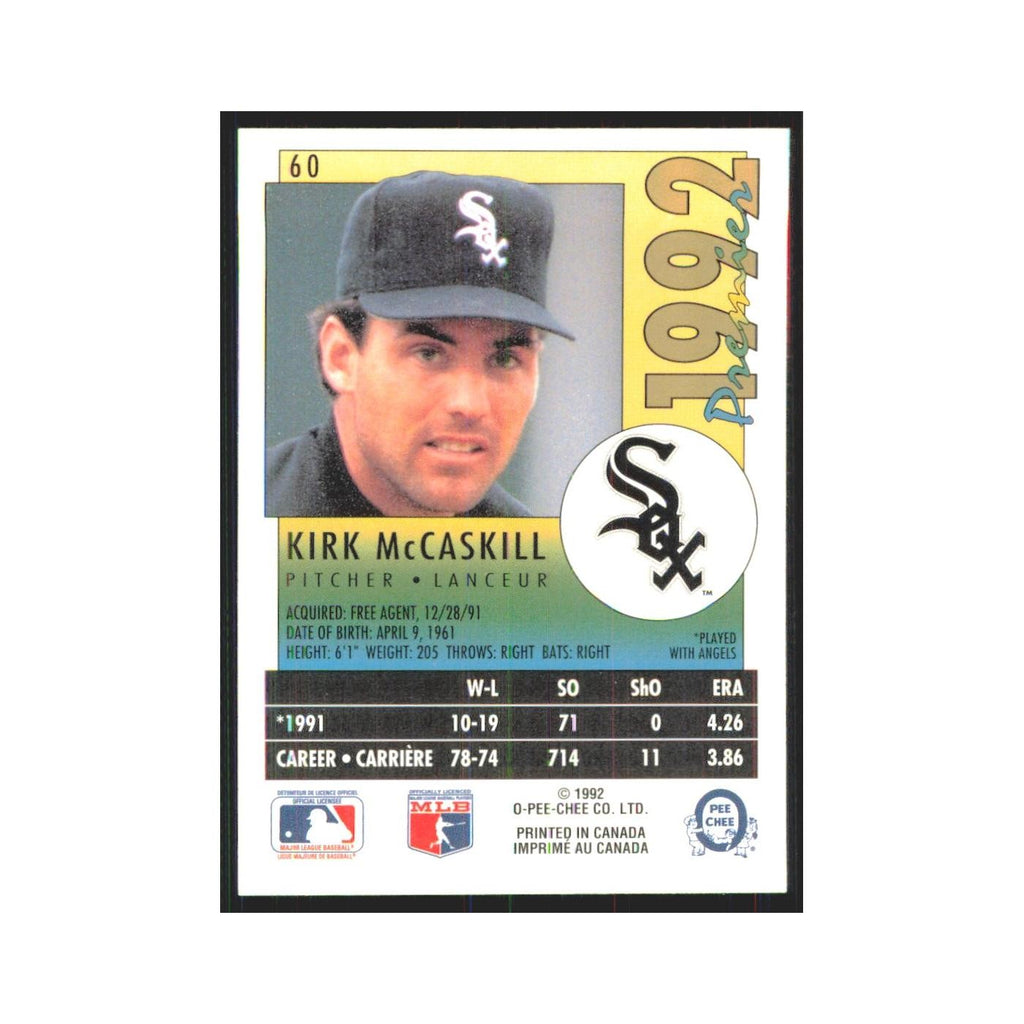 1992 O-Pee-Chee Premier Kirk McCaskill White Sox #60