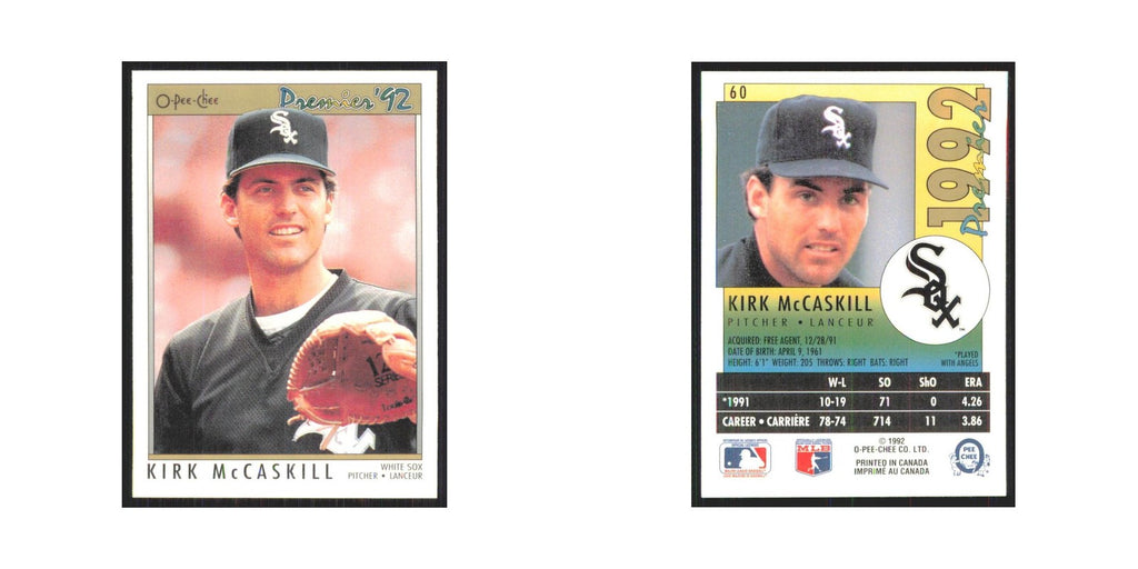 1992 O-Pee-Chee Premier Kirk McCaskill White Sox #60