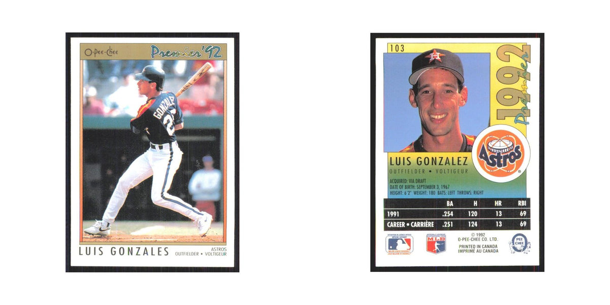 1992 O-Pee-Chee Premier Luis Gonzalez Astros #103