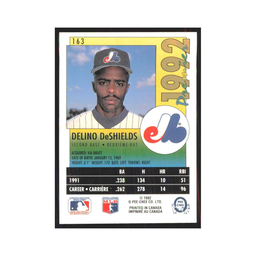 1992 O-Pee-Chee Premier Delino DeShields Montreal Expos #163