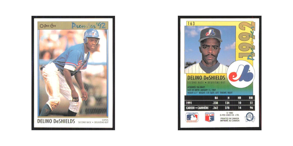 1992 O-Pee-Chee Premier Delino DeShields Montreal Expos #163