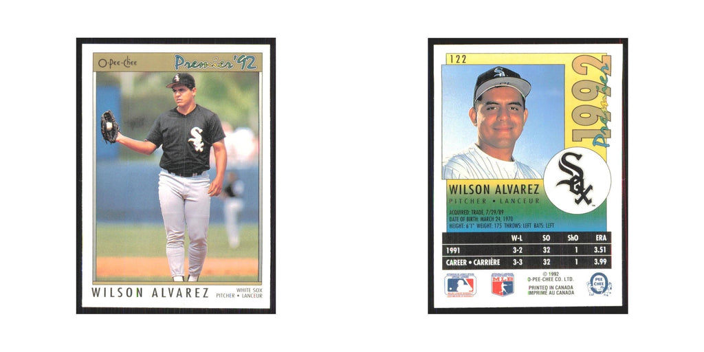 1992 O-Pee-Chee Premier Wilson Alvarez White Sox #122