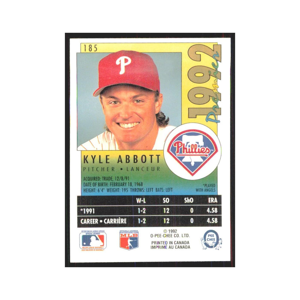 1992 O-Pee-Chee Premier Kyle Abbott Phillies #185