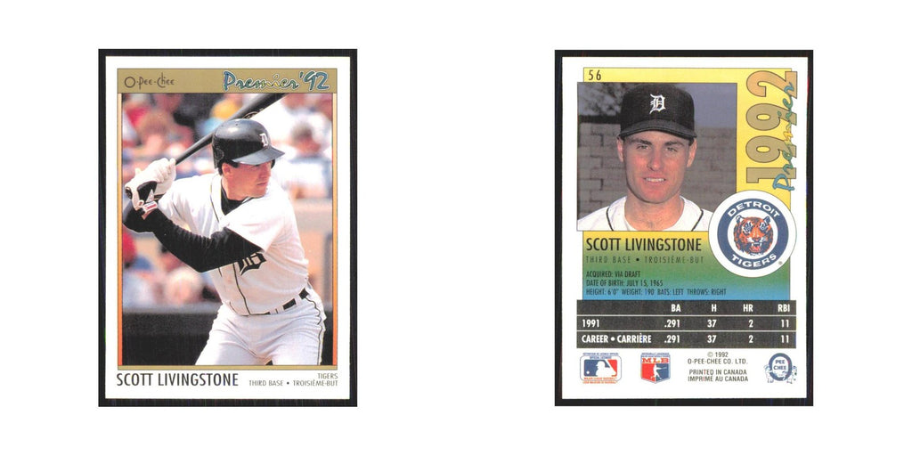 1992 O-Pee-Chee Premier Scott Livingstone Tigers #56