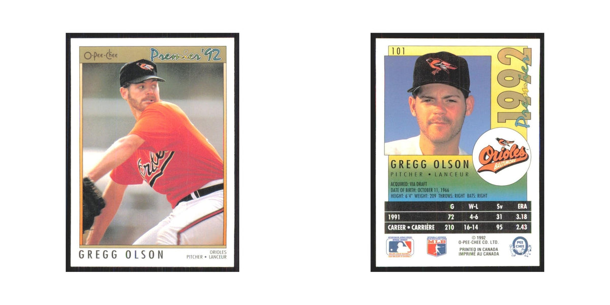 1992 O-Pee-Chee Premier Gregg Olson Orioles #101