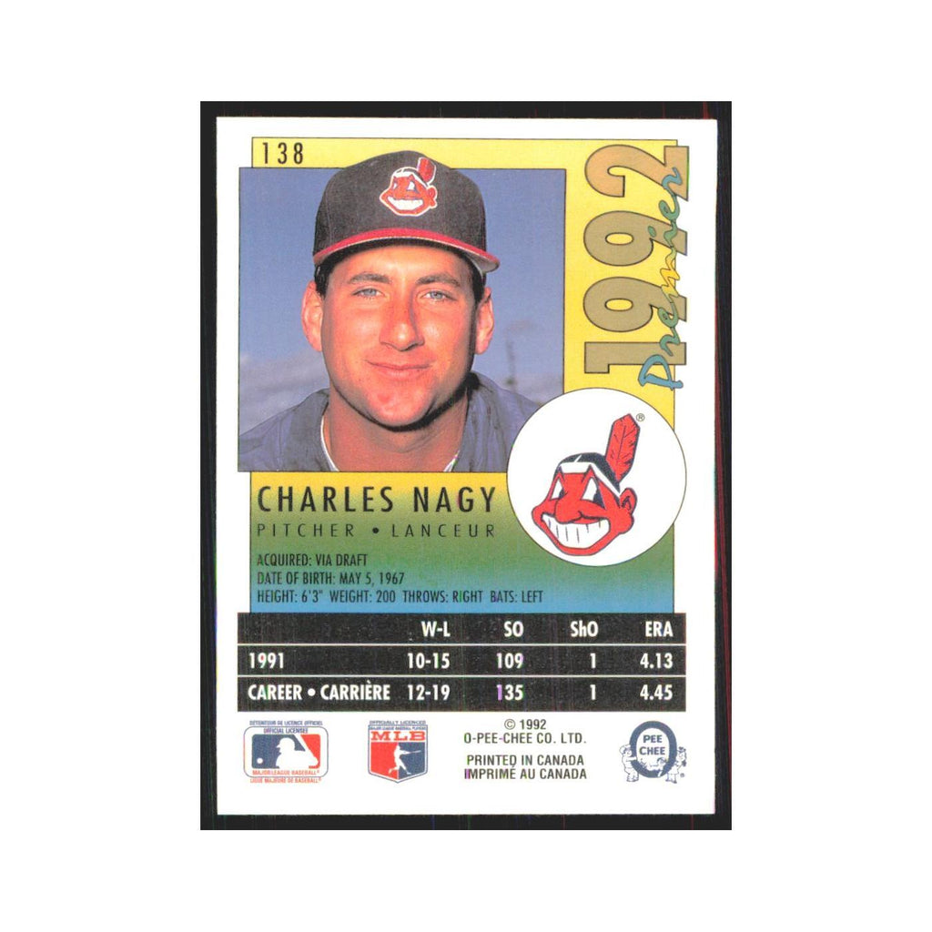 1992 O-Pee-Chee Premier Charles Nagy Indians #138