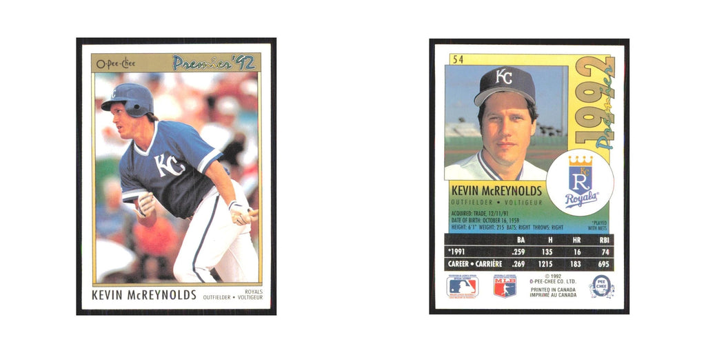 1992 O-Pee-Chee Premier Kevin McReynolds Royals #54