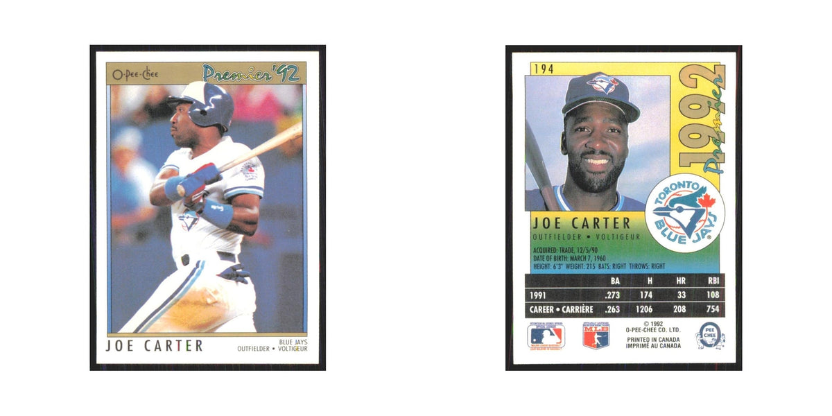 1992 O-Pee-Chee Premier Joe Carter Blue Jays #194